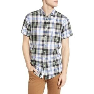 Rodd & Gunn Sports Fit Mount Arden Plaid Short Sleeve Linen Shirt Size Large NWT